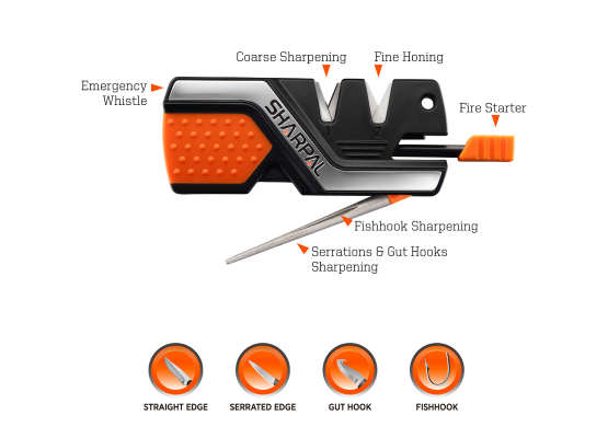 SHARPAL 101N 6-In-1 Pocket Knife Sharpener & Survival Tool, with Fire  Starter Ferro Rod, Whistle & Diamond Sharpening Rod, Quickly Repair,  Restore and